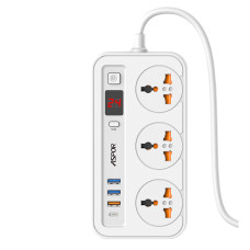 Мережевий фільтр-подовжувач Aspor A505 PD (3USB/USB-C/3A/20W/2м)- білий Мережевий фільтр-подовжувач Aspor A505 PD (3USB/USB-C/3A/20W/2м)- білий