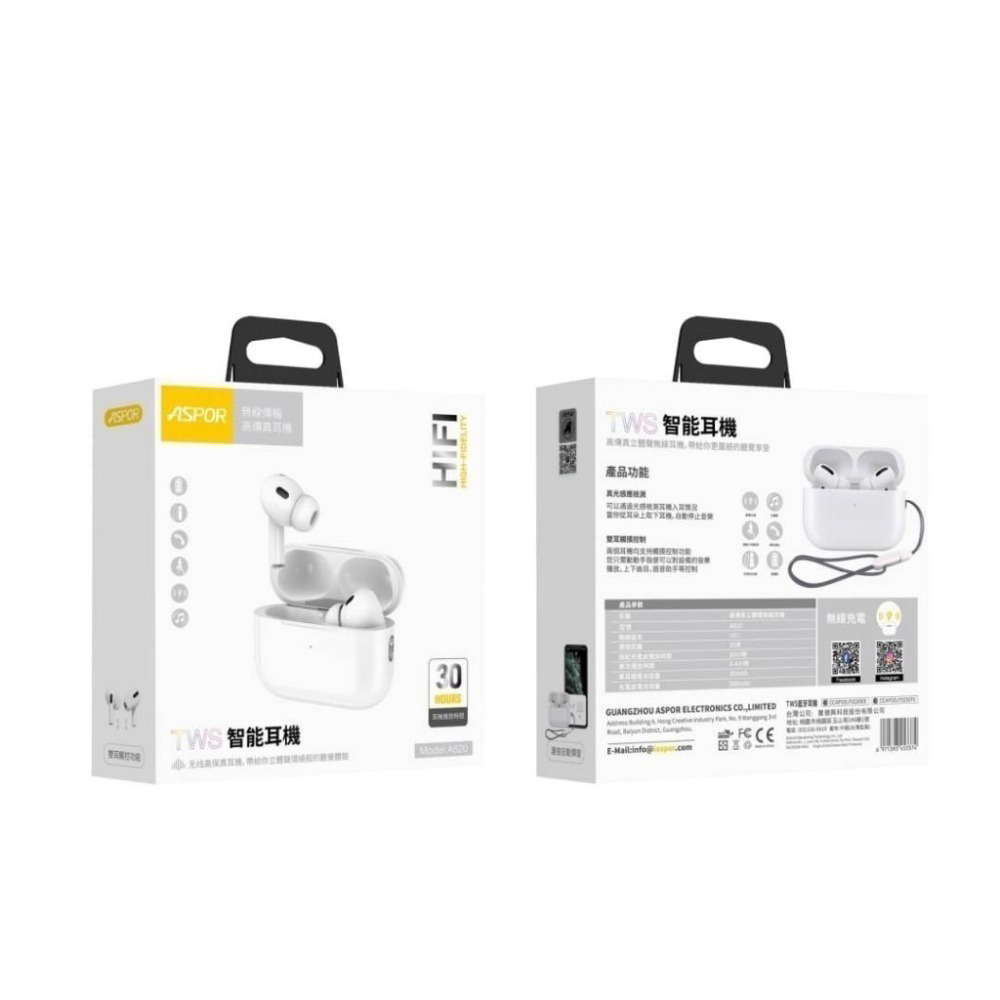 Bluetooth навушники Aspor A620- білий