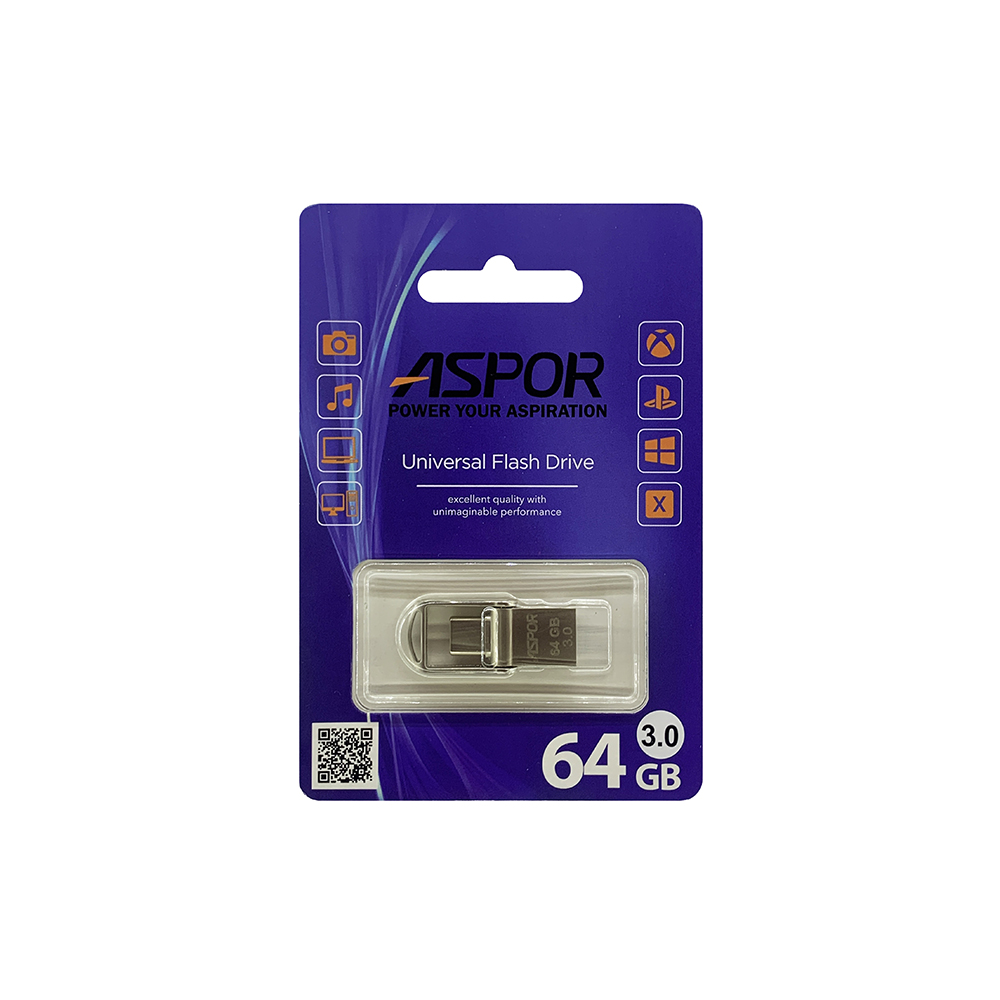 USB Flash Aspor AR104 Type-C 3.0 64GB- срібло