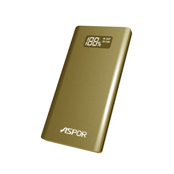 Портативний зарядний пристрій (Повербанк) Aspor A387S 10000 mAh- золотий Портативний зарядний пристрій (Повербанк) Aspor A387S 10000 mAh- золотий