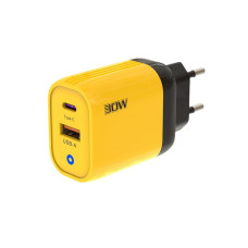 Мережевий зарядний пристрій ADC-PD004 30W (USB/Type-C/3A)- жовтий