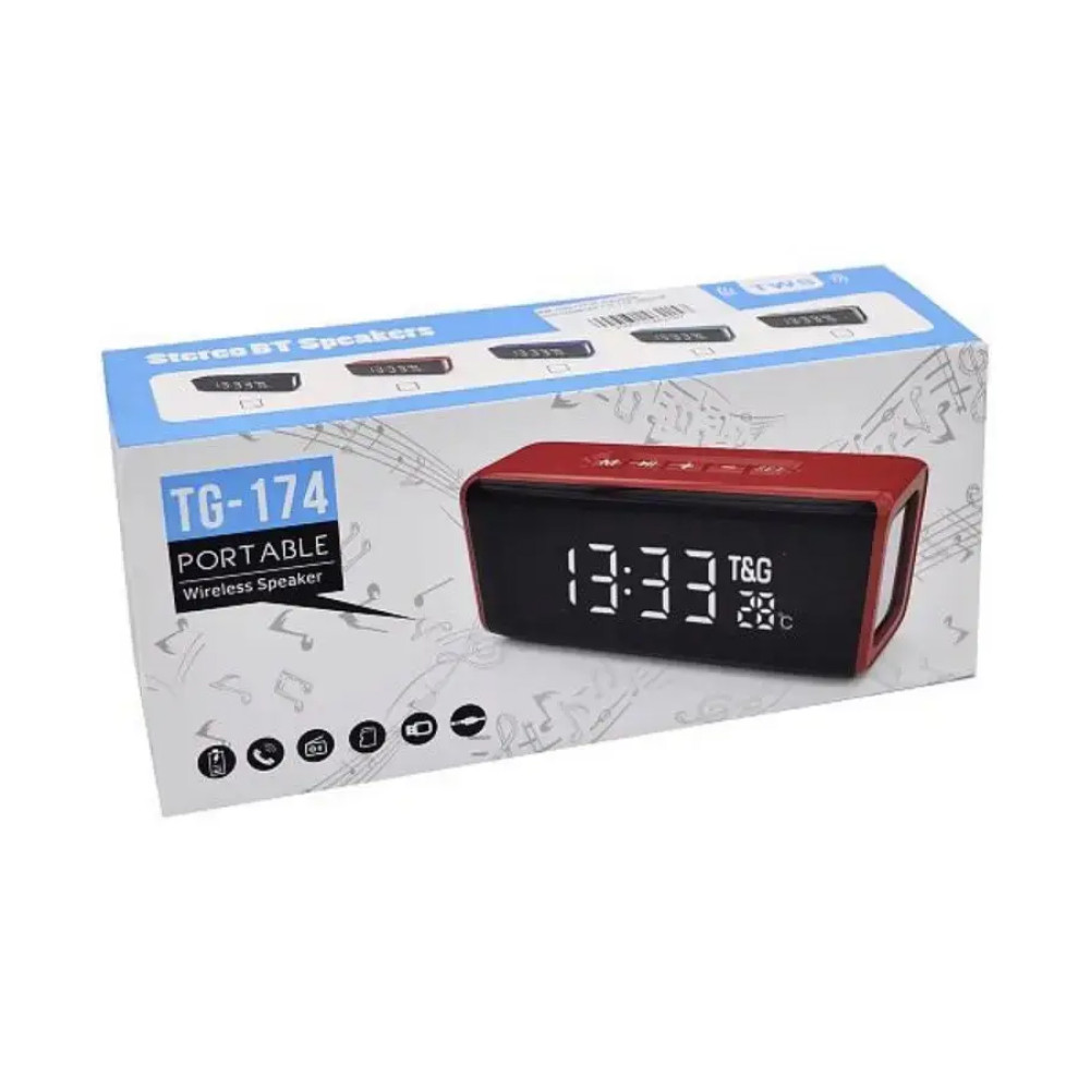 Bluetooth колонка TG174 (FM радіо, годинник, термометр, powerbank)- чорний
