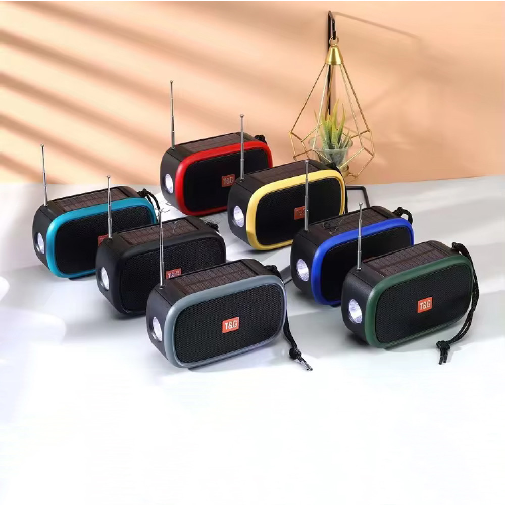Bluetooth колонка TG632 (FM радіо, ліхтарик, сонячна панель)- голубий