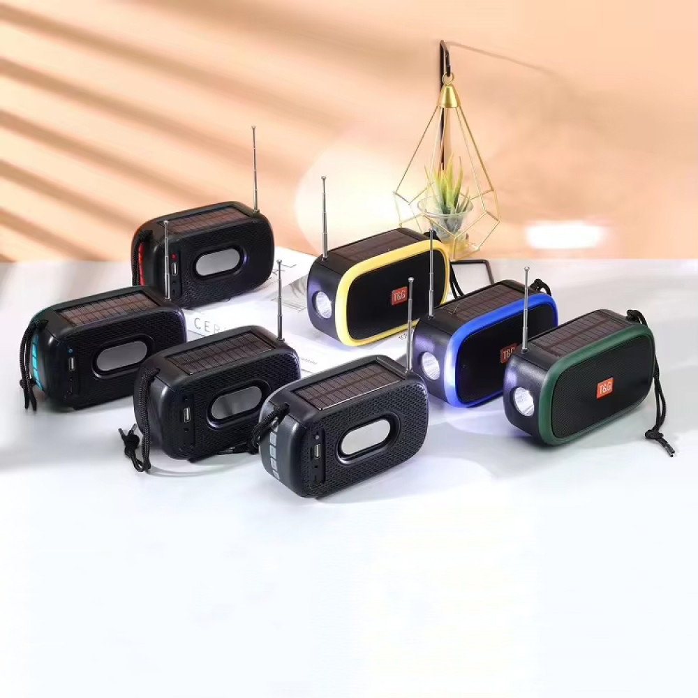 Bluetooth колонка TG632 (FM радіо, ліхтарик, сонячна панель)- зелений