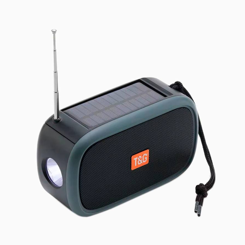 Bluetooth колонка TG632 (FM радіо, ліхтарик, сонячна панель)- зелений