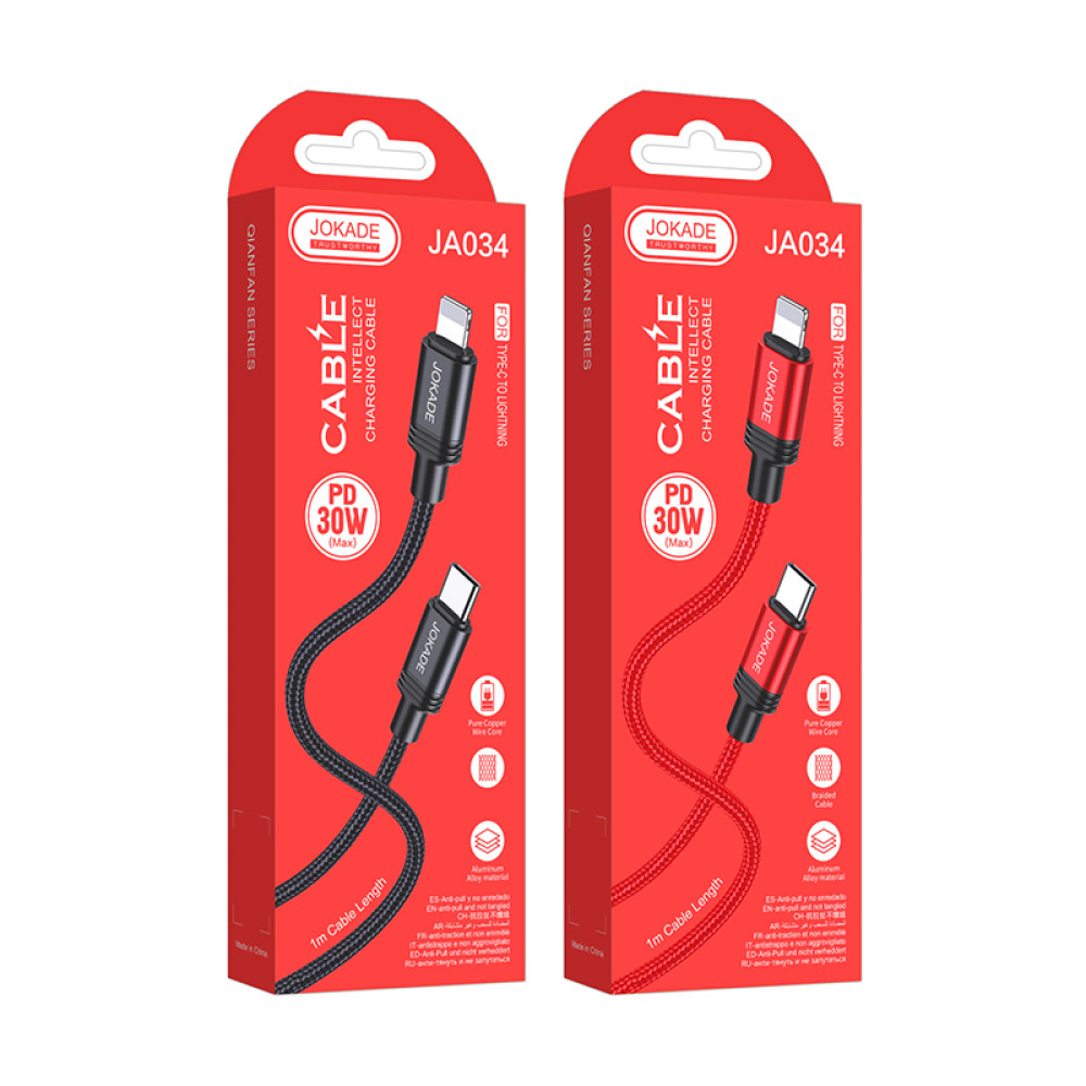 Кабель Jokade JA034 PD Type-C – Lightning 30W/1м- чорний