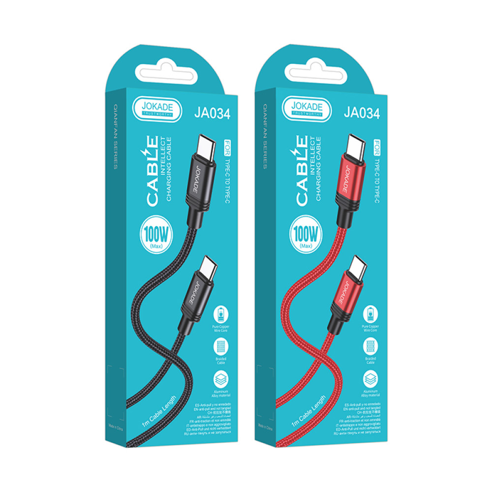 Кабель Jokade JA034 PD Type-C – Type-C 100W/1м- чорний