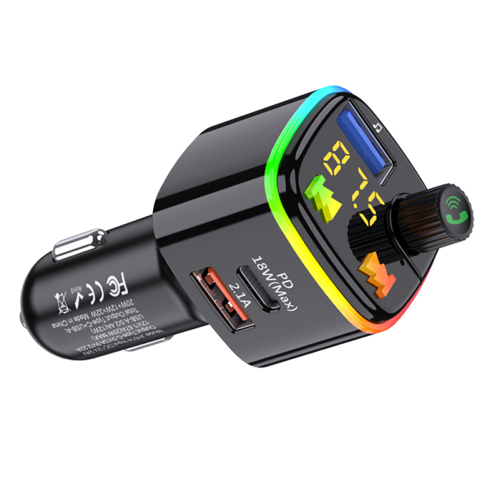 Bluetooth FM модулятор (трансмітер) Jokade JH014 (PD/32W)- чорний