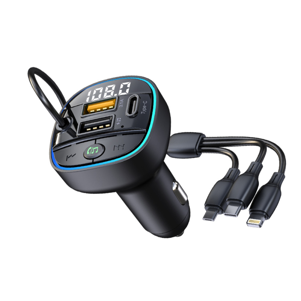 Bluetooth FM модулятор (трансмітер) Jokade JH016 (PD/100W/3in1)- чорний