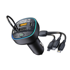 Bluetooth FM модулятор (трансмітер) Jokade JH016 (PD/100W/3in1)- чорний Bluetooth FM модулятор (трансмітер) Jokade JH016 (PD/100W/3in1)- чорний