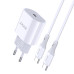 Мережевий зарядний пристрій Jokade JB010 (USB-C/PD25W) + кабель Type-C - Type-C- білий
