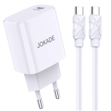 Мережевий зарядний пристрій Jokade JB044 (USB-C/PD20W) + кабель Type-C - Type-C- білий