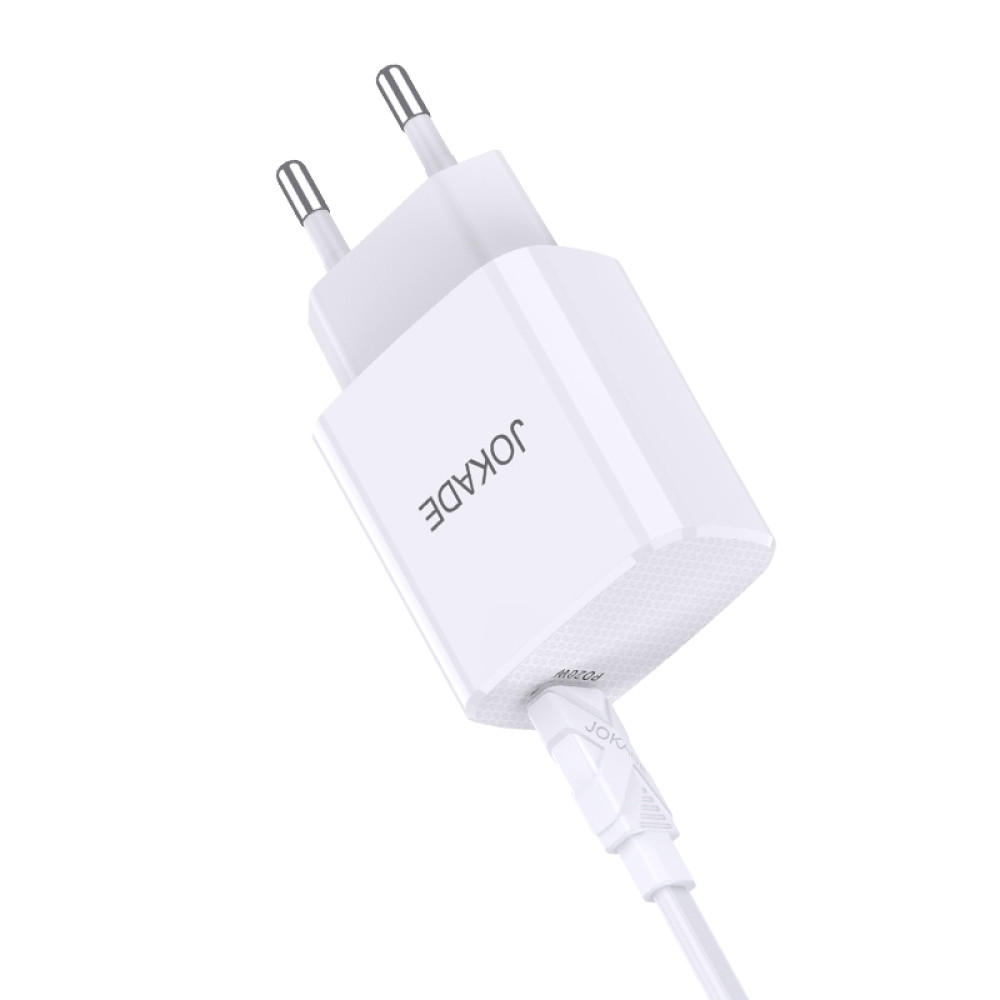 Мережевий зарядний пристрій Jokade JB044 (USB-C/PD20W) + кабель Type-C - Type-C- білий