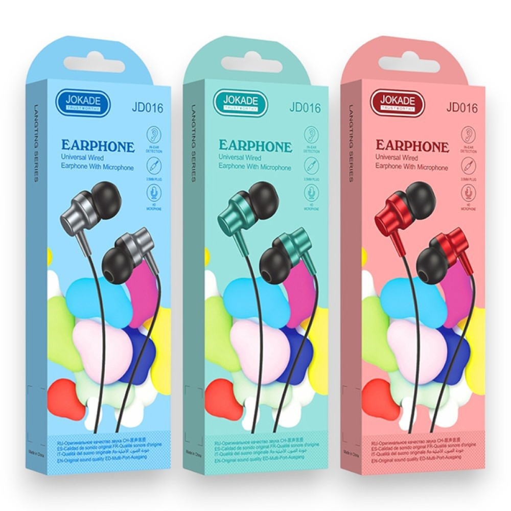 Навушники з мікрофоном Jokade JD016 EarPhone (3.5мм)- червоний