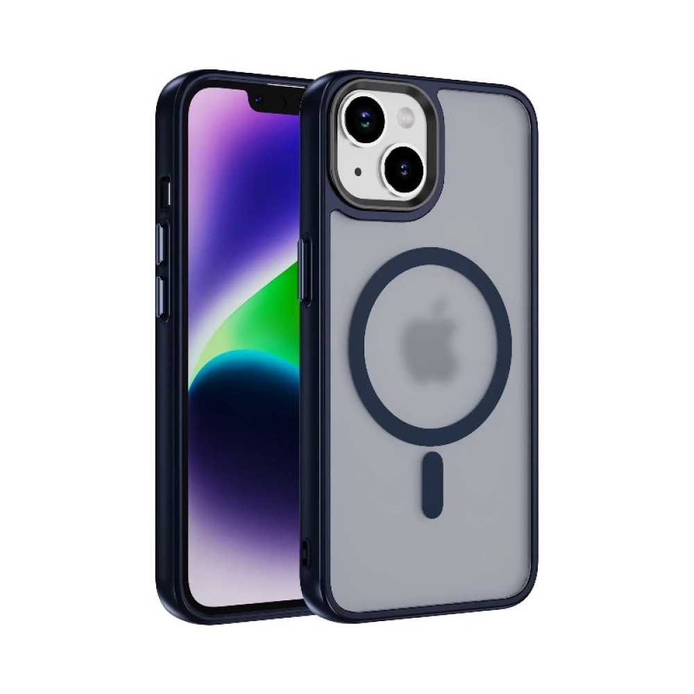 Чохол накладка Matte Color with Magsafe для iPhone 13- dark blue