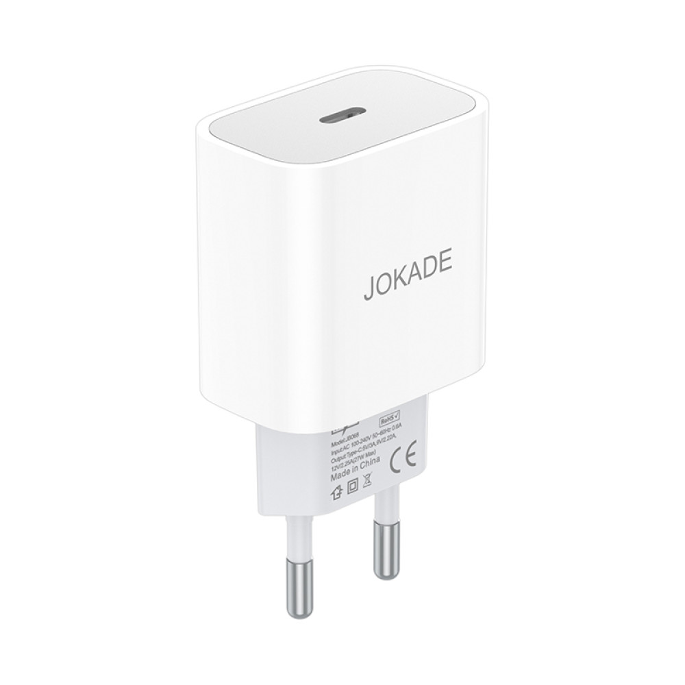Мережевий зарядний пристрій Jokade JB068 (USB-C/27W)- білий