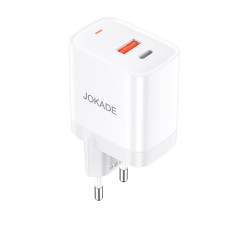 Мережевий зарядний пристрій Jokade JB081 (USB/USB-C/30W/QC3.0)- білий