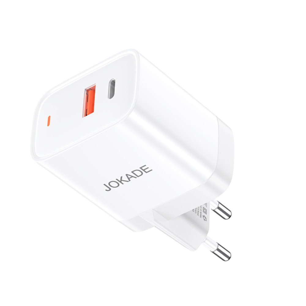 Мережевий зарядний пристрій Jokade JB081 (USB/USB-C/30W/QC3.0)- білий