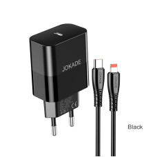 Мережевий зарядний пристрій Jokade JB073 (USB-C/30W) + кабель Type-C – Lightning- чорний