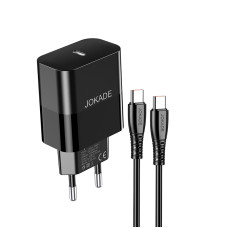 Мережевий зарядний пристрій Jokade JB073 (USB-C/30W) + кабель Type-C – Type-C- чорний