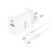 Мережевий зарядний пристрій Jokade JB082 (USB/USB-C/30W/QC3.0) + кабель Type-C – Type-C- білий Мережевий зарядний пристрій Jokade JB082 (USB/USB-C/30W/QC3.0) + кабель Type-C – Type-C- білий