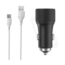 Автомобільний зарядний пристрій Aspor A905 (2USB/3A/36W) + USB кабель Type-C- графіт