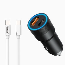 Автомобільний зарядний пристрій Aspor A909 PD Metal (USB/USB-C/3.4A/38W) LED + кабель Type-C – Type-C- чорний