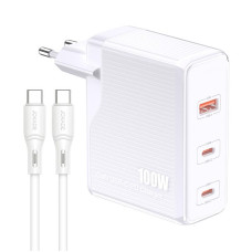 Мережевий зарядний пристрій Jokade JB060 (1USB/2USB-C/PD100W) + кабельType-C - Type-C -білий