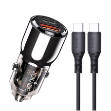 Автомобільний зарядний пристрій Jokade JH026 (USB/USB-C/100W) + кабель Type-C - Type-C-  чорний