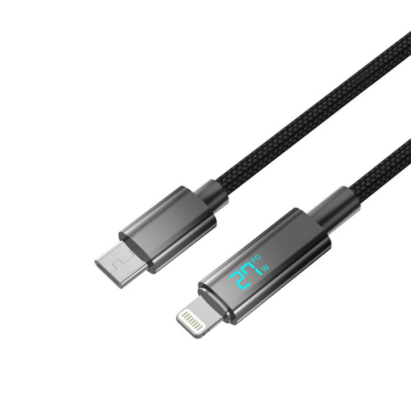 Кабель Aspor A088 Nylon Cable Wattage Display Type-C - Lightning 27W/1м- чорний Кабель Aspor A088 Nylon Cable Wattage Display Type-C - Lightning 27W/1м- чорний