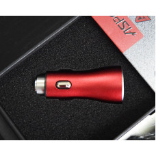 Автомобільний зарядний пристрій Aspor A918 Metal LED (2USB/3.4A) + USB кабель Micro- червоний