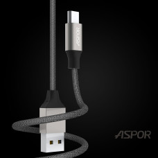Кабель Aspor AC-11 USB – Micro 2.4A/1.2м- сірий Кабель Aspor AC-11 USB – Micro 2.4A/1.2м- сірий