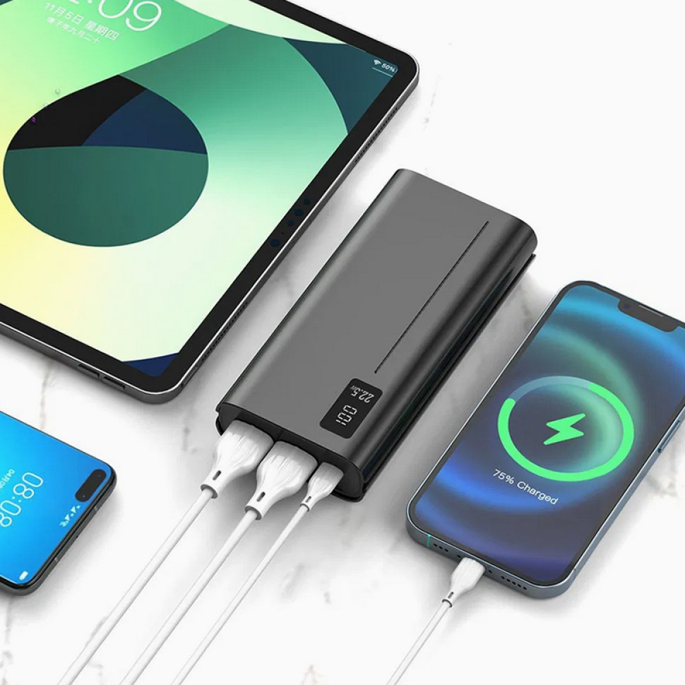 Портативний зарядний пристрій (Повербанк) Aspor A336 20000mAh Fast Charge (2USB/Type-C/Micro/22.5W)- чорний