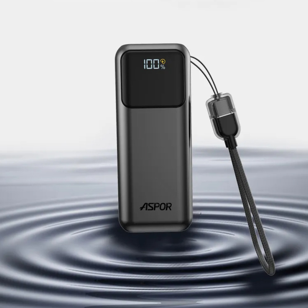 Портативний зарядний пристрій (Повербанк) Aspor Mini A353 10000mAh Fast Charge (USB/Type-C/22.5W)- чорний