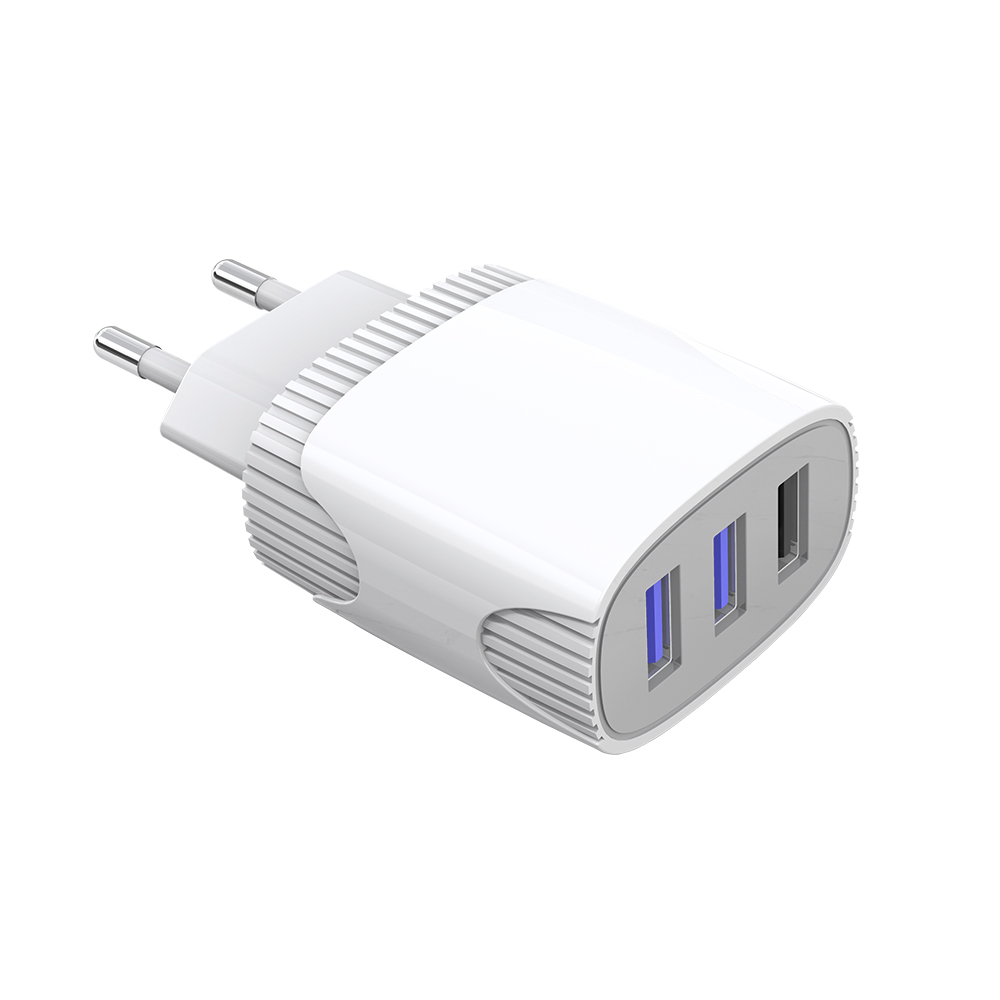 Мережевий зарядний пристрій Aspor A812 (3USB/2.4A) + USB кабель Type-C- білий