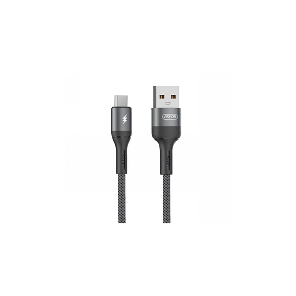 USB кабель Aspor AC-51 Micro Nylon Braided Fast Charge 5A/1м- темно-сірий