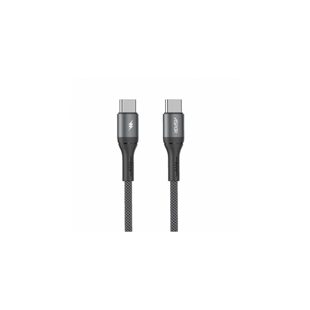 Кабель Aspor AC-55 Nylon Braided Fast Charge Type-C - Type-C 60W/1м- темно-сірий