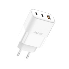 Мережевий зарядний пристрій Aspor A883 Fast Charger (USB/2USB-C/65W)- білий