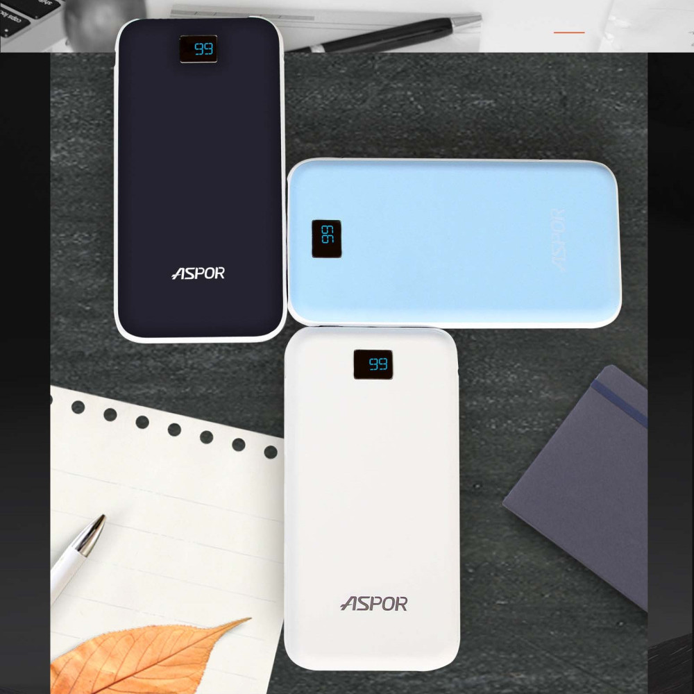 Портативний зарядний пристрій (Повербанк) Aspor A386 12000 mAh- білий