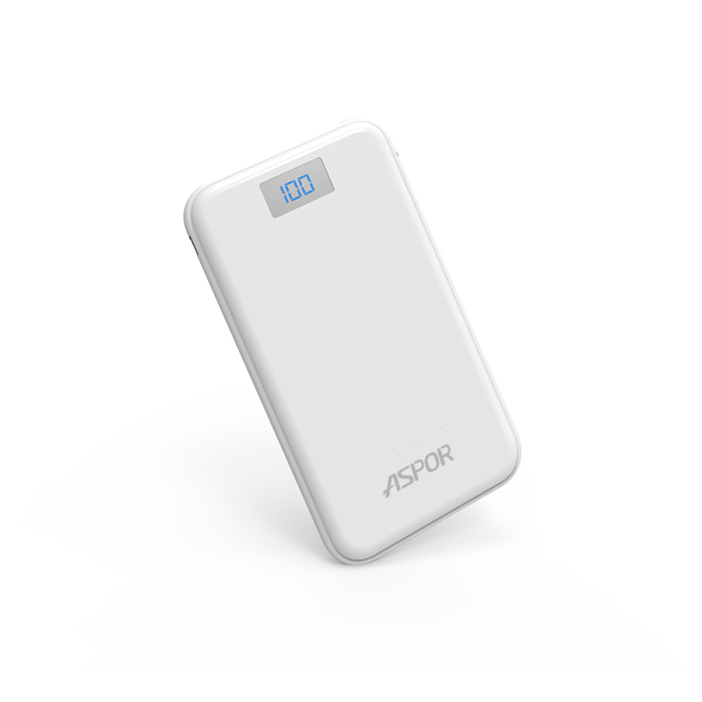 Портативний зарядний пристрій (Повербанк) Aspor A386 12000 mAh- білий