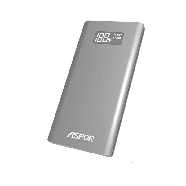 Портативний зарядний пристрій (Повербанк) Aspor A387S 10000 mAh- срібло Портативний зарядний пристрій (Повербанк) Aspor A387S 10000 mAh- срібло