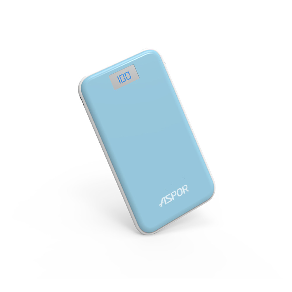 Портативний зарядний пристрій (Повербанк) Aspor A386 12000 mAh- голубой