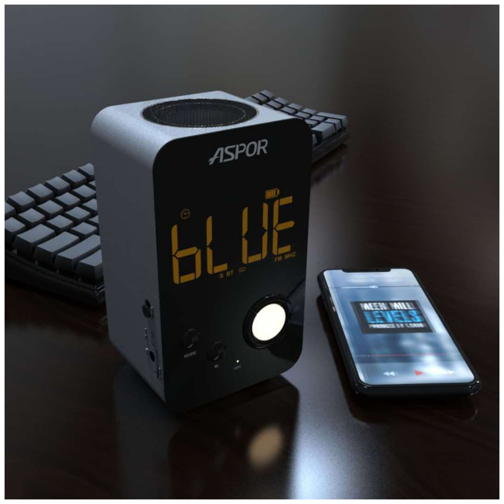 Bluetooth колонка Aspor A658 вертікальна- срібло