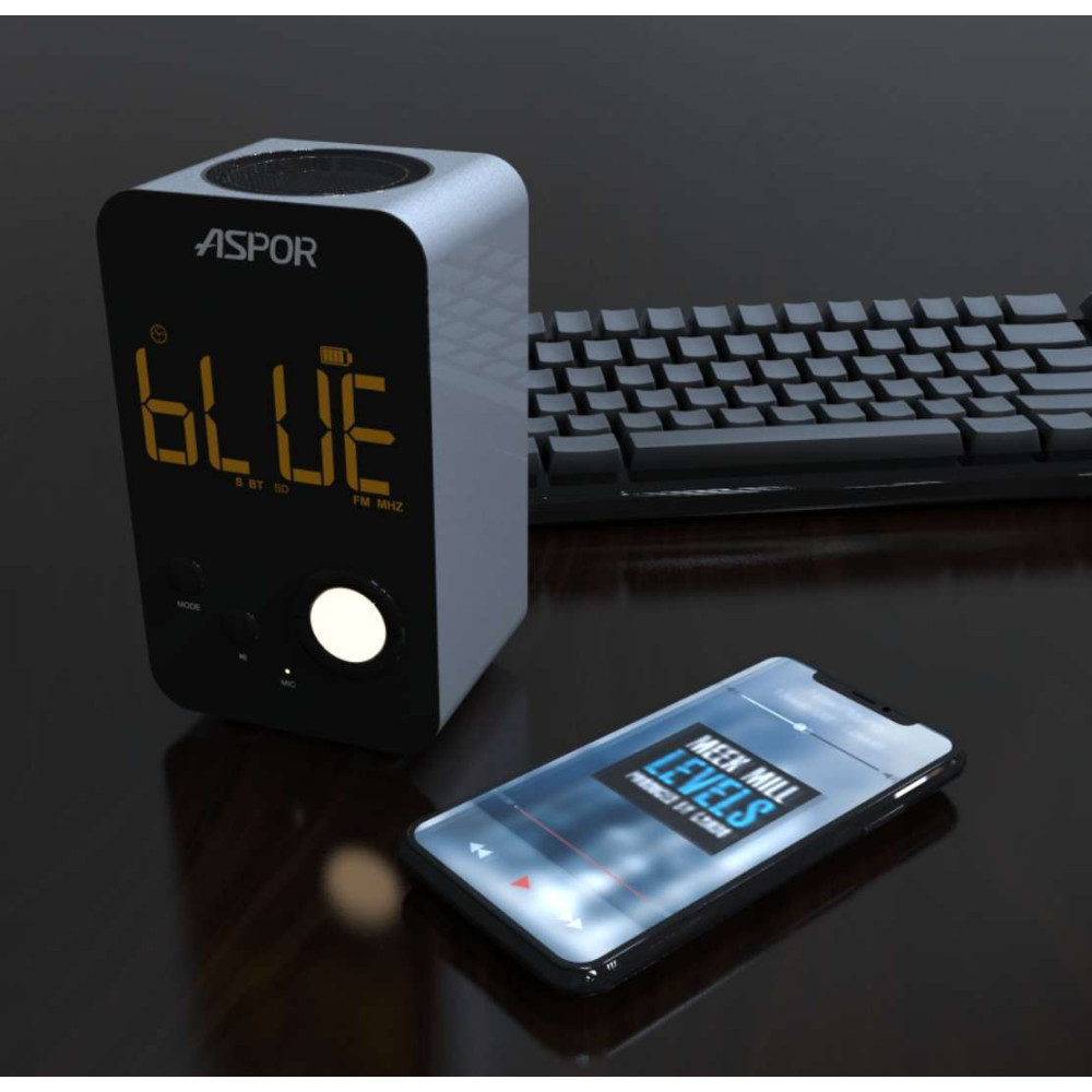 Bluetooth колонка Aspor A658 вертікальна- срібло