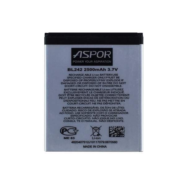 Акумулятор Aspor BL-242 для Lenovo A2020 Vibe C/A3690/A3860/A390/K3/K30 Акумулятор Aspor BL-242 для Lenovo A2020 Vibe C/A3690/A3860/A390/K3/K30