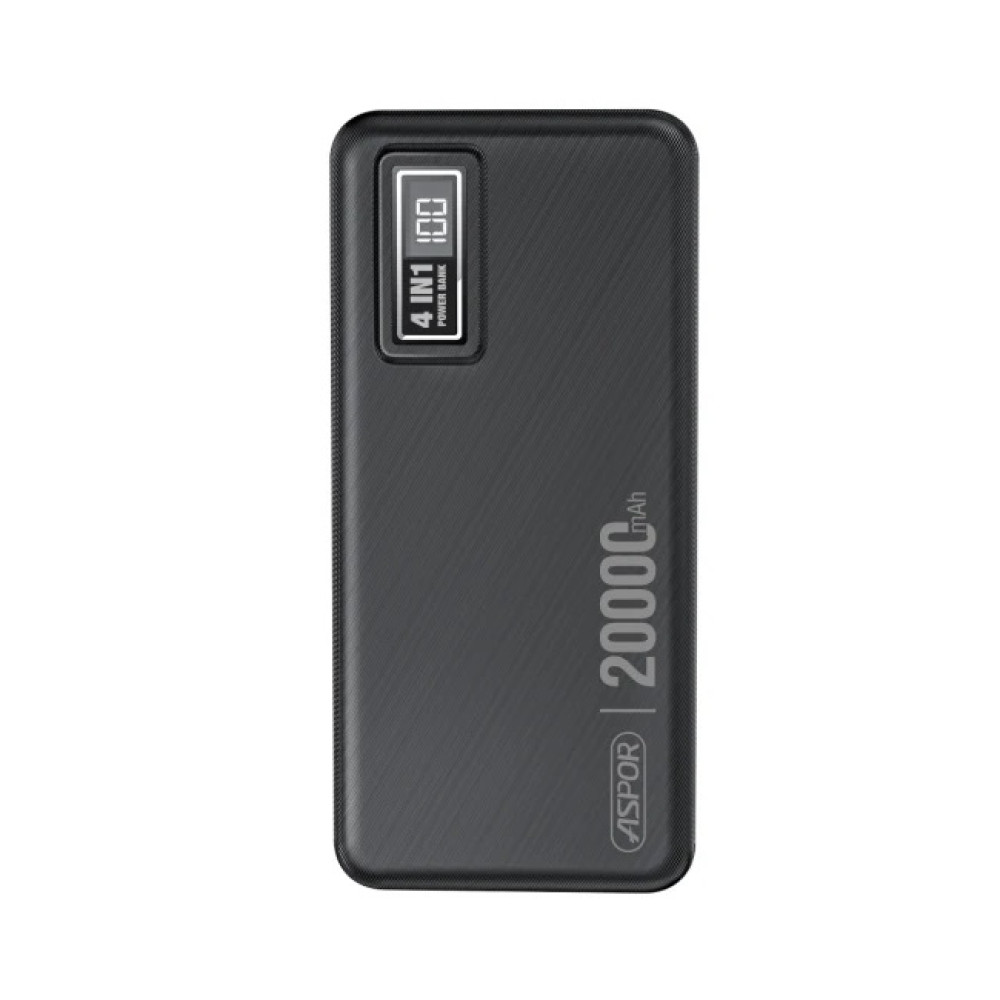 Портативний зарядний пристрій (Повербанк) Aspor A301 4in1 Fast Charge 20000 mAh- чорний