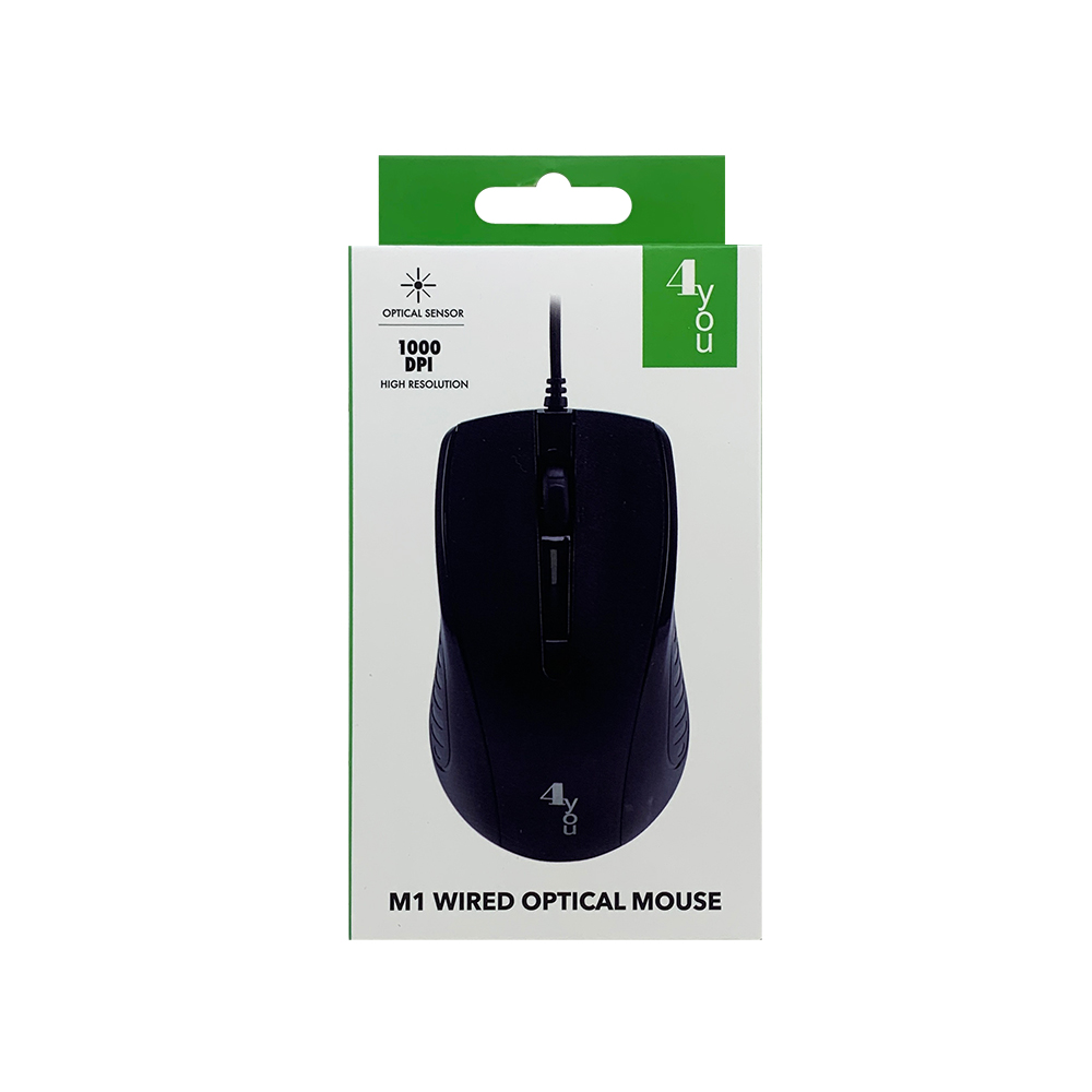 Миша комп`ютерна дротова оптична 4you M1- чорний