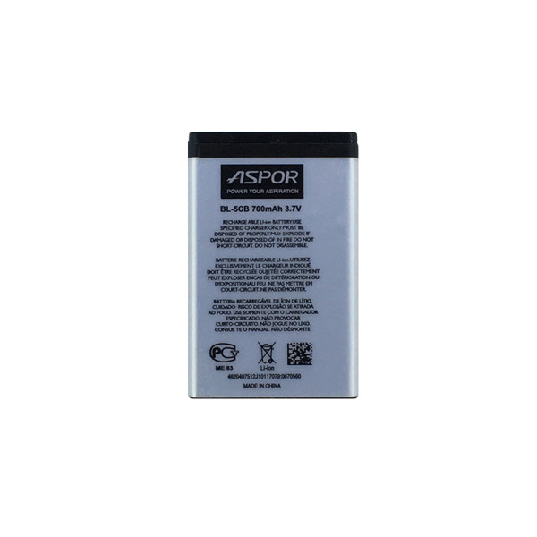 Акумулятор Aspor BL-5CB для Nokia 1616/C1-02/1280/1800/6230 Акумулятор Aspor BL-5CB для Nokia 1616/C1-02/1280/1800/6230