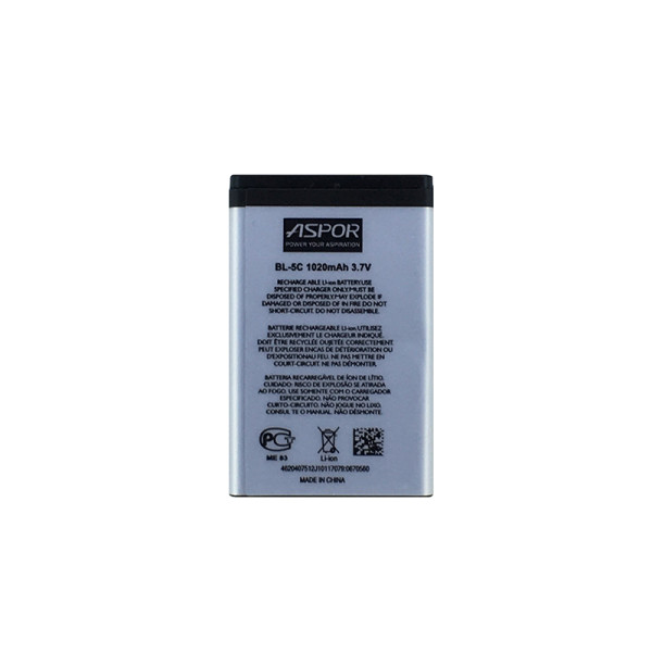 Акумулятор Aspor BL-5C для Nokia 1100/3100/6030/7600 Акумулятор Aspor BL-5C для Nokia 1100/3100/6030/7600