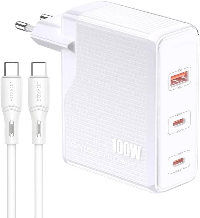 Мережевий зарядний пристрій Jokade JB060 (1USB/2USB-C/PD100W) + кабельType-C - Type-C -білий